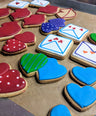 Sugar cookies with a decorative glaze.