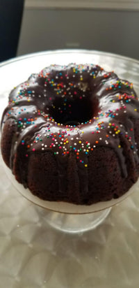 6" Bundt Cake in Chocolate, Funfetti, and Red Velvet.