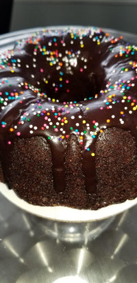 6" Bundt Cake in Chocolate, Funfetti, and Red Velvet.