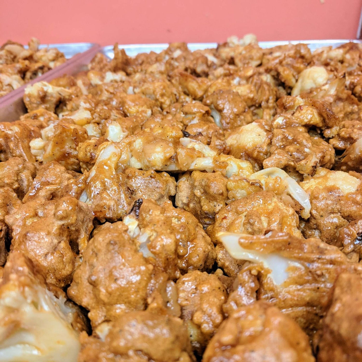 Order our Mango Habanero Cauliflower Wingz for dinner or your next event. 1 Half-tray of wings serves 6-8